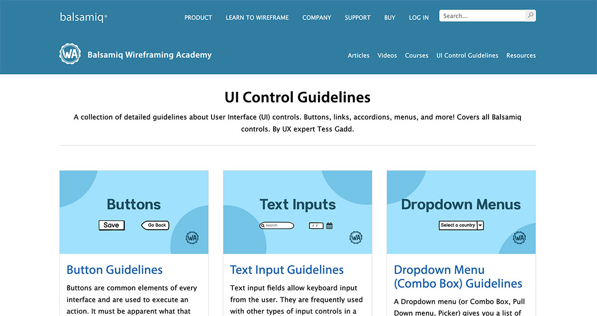 UI Element Guidelines by Tess Gadd