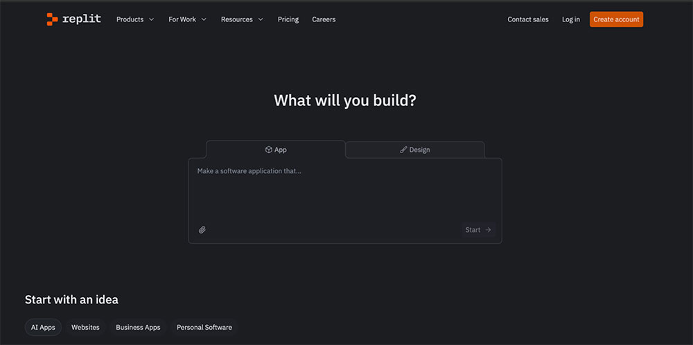 Replit home page