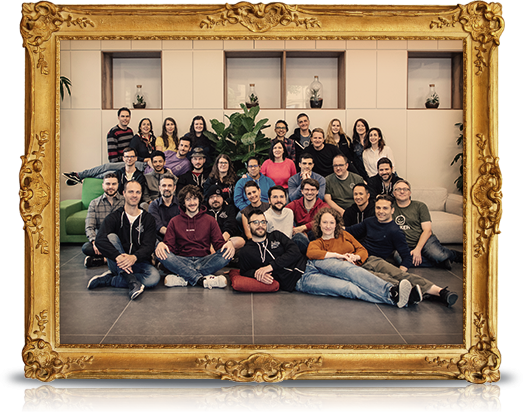 A group photo of our employees from a recent company retreat