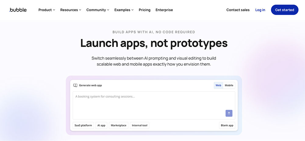 Bubble home page