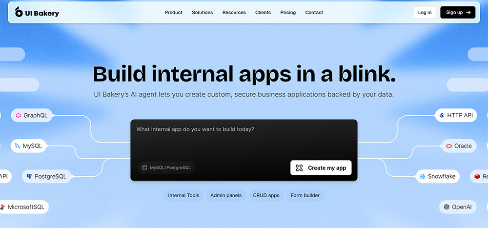 UI Bakery home page