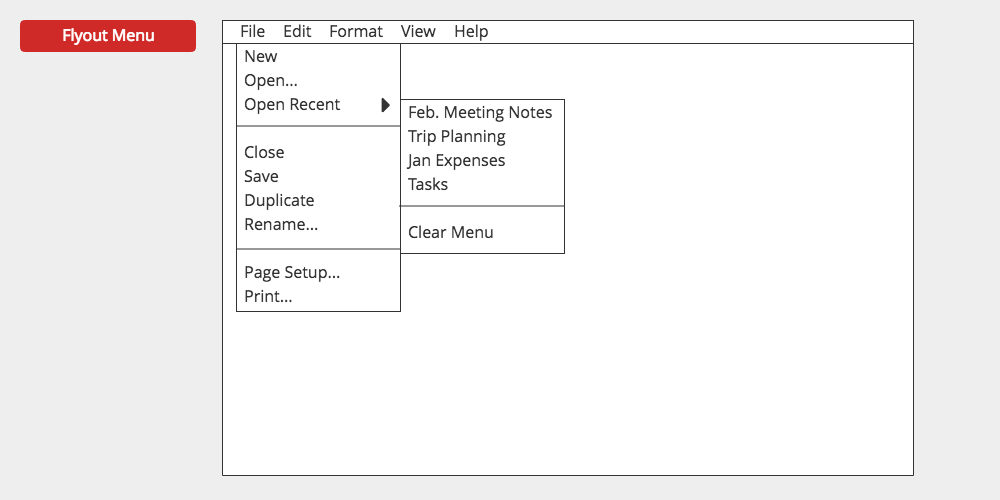 Flyout menu example