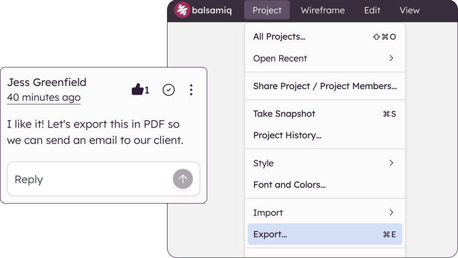 Screenshot of Balsamiq's commenting feature