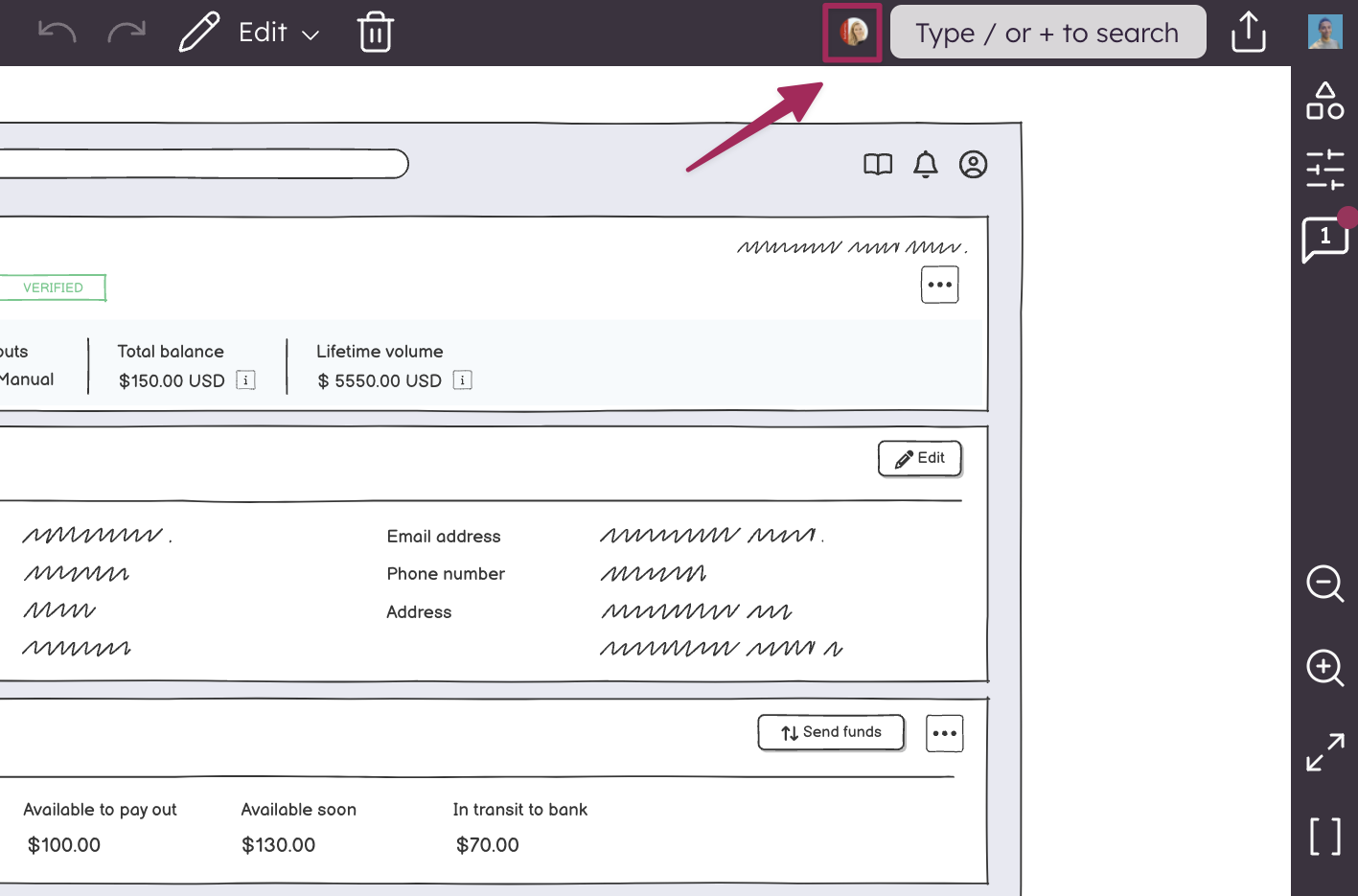 View of the editor showing a user avatar in the toolbar, indicating real-time collaboration is active