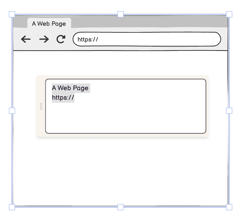 Browser element in edit mode to change title and URL text.