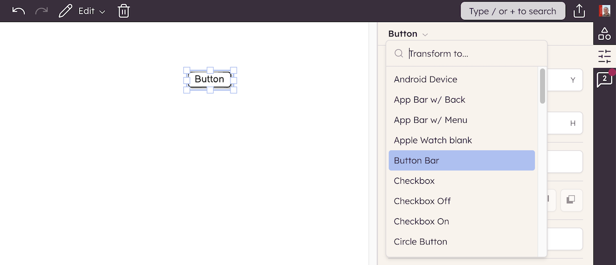 How to transform a UI element type into another